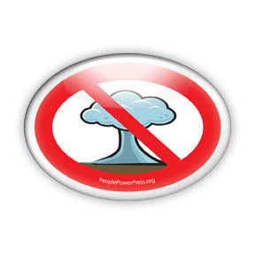 No Bombs - Mushroom Cloud Design - Peace Button/Magnet - Oval