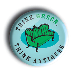 Think Green, Think Antiques - Blue Button