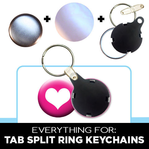 1-1/4 inch split ring keychains with plastic tab