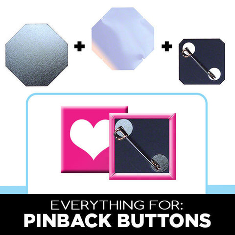 1 x 1 inch square pinback button parts