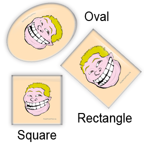 Rob Ford custom designs for square, oval, rectangular button designs