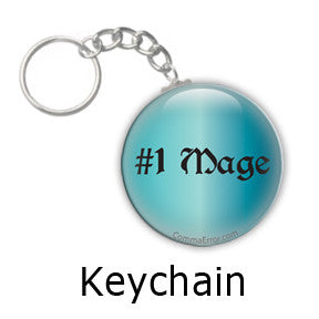 #1 Mage - Teal keychain. Part of the Comma Error Geek Boutique collection on People Power Press