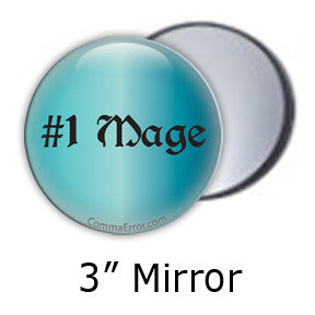 #1 Mage Teal pocket mirror. Part of the Comma Error Geek Boutique collection on People Power Press