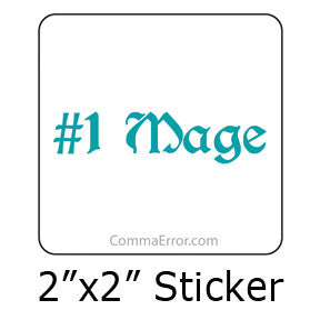 #1 Mage Teal sticker. Part of the Comma Error Geek Boutique collection on People Power Press