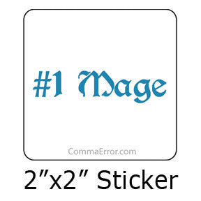 #1 Mage - Blue Sticker . Part of the Comma Error Geek Boutique collection on People Power Press.