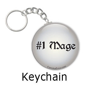 #1 Mage - Silver Key Chain. Part of the Comma Error Geek Boutique collection on People Power Press.