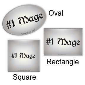 #1 Mage - Silver Fridge Magnets. Part of the Comma Error Geek Boutique collection on People Power Press.