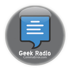 Comma Error is Geek Radio. Grey Logo Buttons on People Power Press