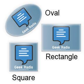Comma Error is Geek Radio. Blue Logo Magnets on People Power Press