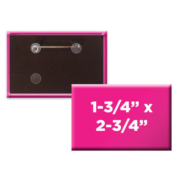 Rectangle Pin Buttons Custom Rectangle 1-3/4