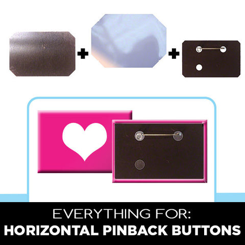 Supplies for horizontal rectangle pinback buttons
