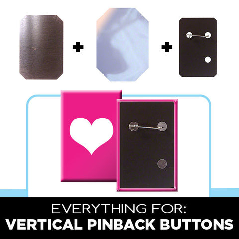 Supplies for vertical rectangle pinback buttons