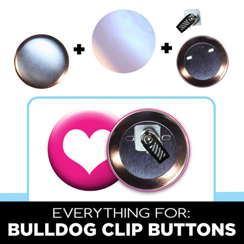 2-1/4" bull dog clip buttons and name tags parts