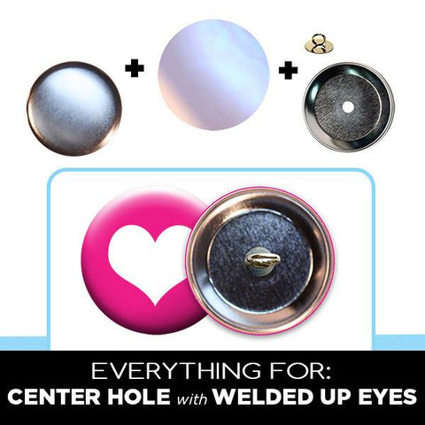 2-1/4 inch center hole button parts with welded up eyes