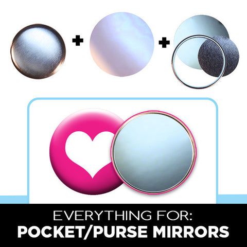 2.5" pocket purse mirrors button parts
