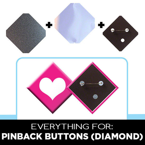 2 x 2 inch diamond pinback buttons