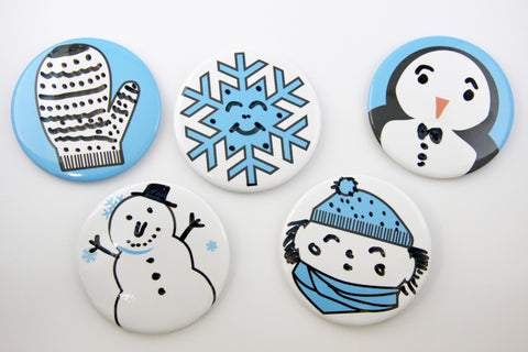 Snowy Faces Dry Erase Buttons