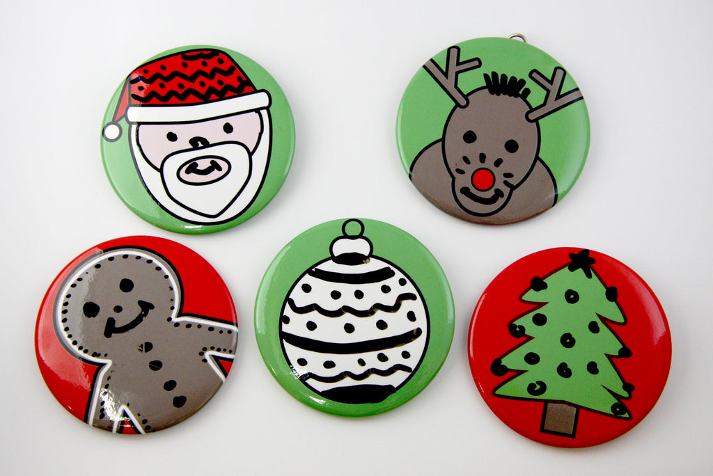 Christmas Faces Dry Erase Buttons