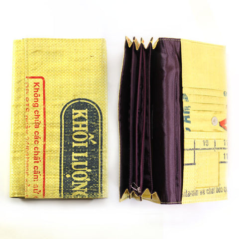 Accordian Pocket Recycled Rice Bag Clutch