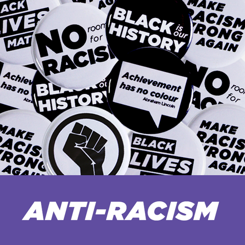 Anti-Racism Buttons 1-1/4" Black and White