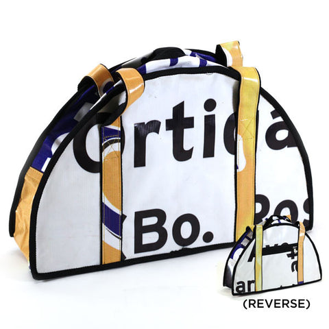 Upcycled Banner Bowling Bag White