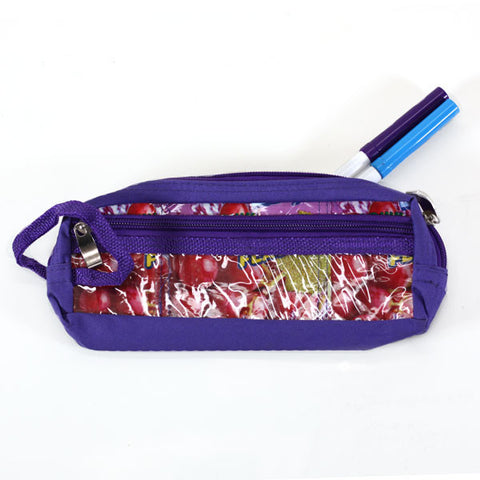 Upcycled Pencil case with Pocket Purple
