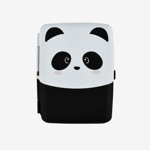 Black and White Panda Cigarette Case with metal clip and lining