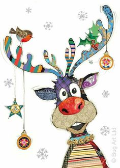 Rudolf Baubles Bug Art Christmas