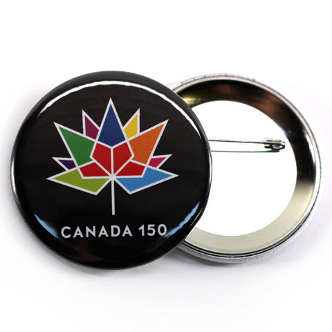 Canada's 150th birthday celebrations button black