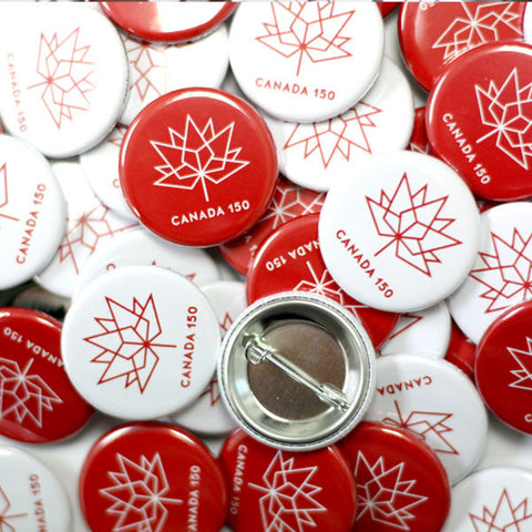 Canada Red and White 150 Maple Leaf Logo Button