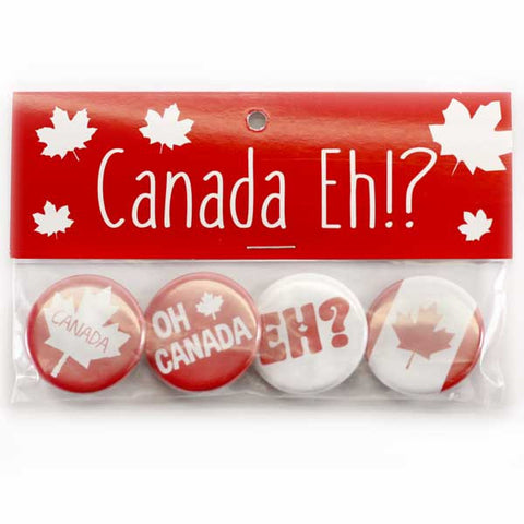 Oh Canada Buttons, Flag, Eh Canada Button Collection
