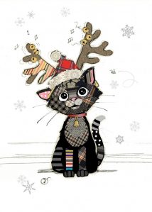Cute Antler Kittens Christmas Blank Card