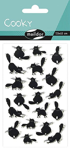 Cooky Domed Stickers Black Cats