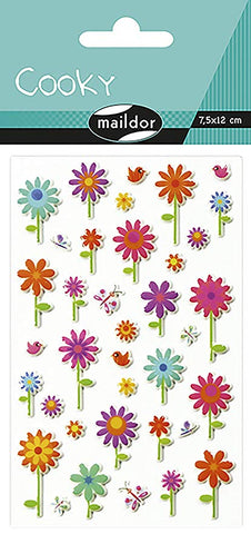 Cooky Domed Stickers Flowers On Stems