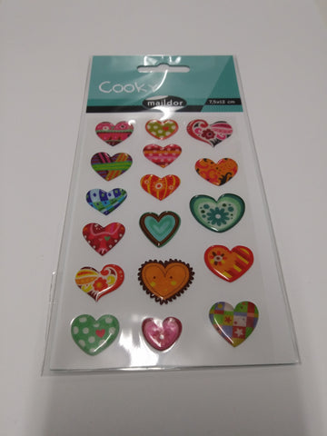 Cooky Domed Stickers Hearts