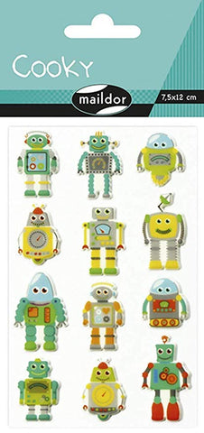 Cooky Domed Stickers Robots