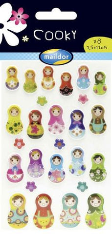 Cooky Domed Stickers Russian Dolls