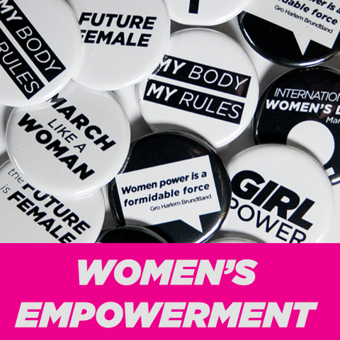 Women's Empowerment Buttons 2-1/4" Black and White