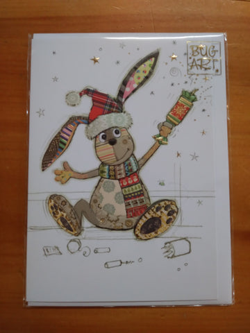 Quirky Cracker Bunny Christmas Card