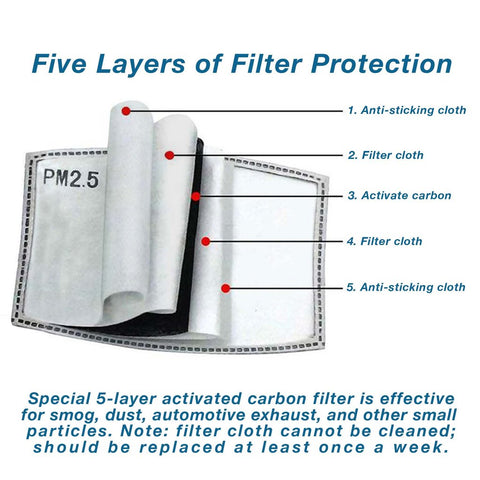 Five Layer Mask Filter - activated carbon.
