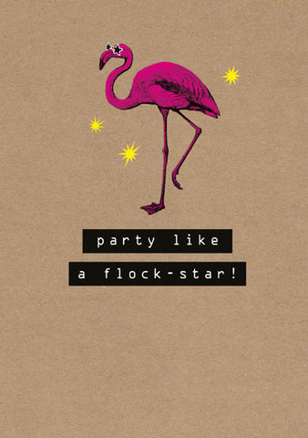 Rock On Flamingo Humour Card