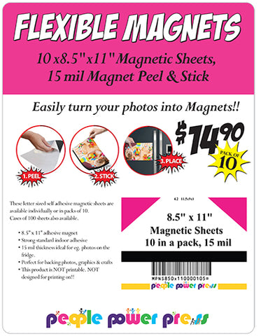 SALE: Magnetic Sheets Letter size 8.5" x 11" Adhesive 15 mil Magnet Peel & Stick