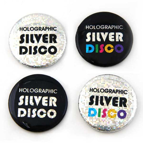 Silver Disco Holographic Foil for Button Making from People Power Press