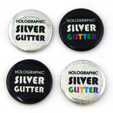 Silver Glitter Holographic Foil for Button Making from People Power Press