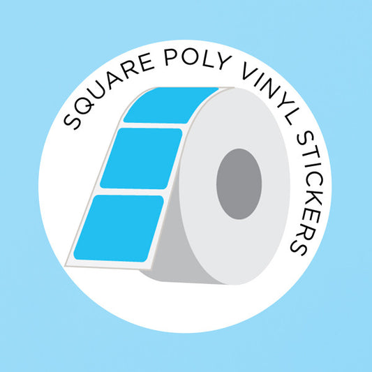 Square Poly Vinyl Stickers on a Roll from LabelsnStickers.com at People Power Press