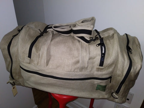 Natural Duffle Made from 100% Hemp Fibre from Romania with Black Piping