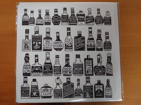Quirky Liquor Bottles Greeting Card