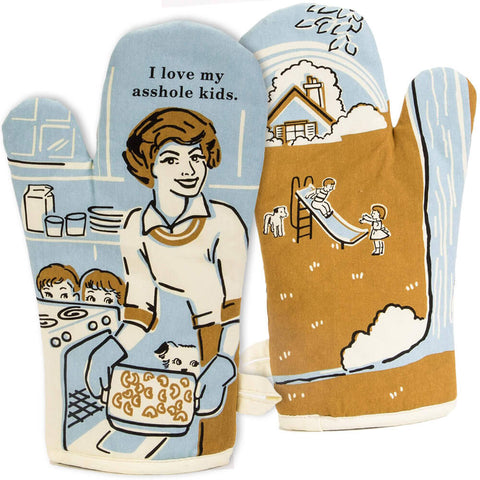 Funny for Mom. Great gift to make her smile, oven mitts.