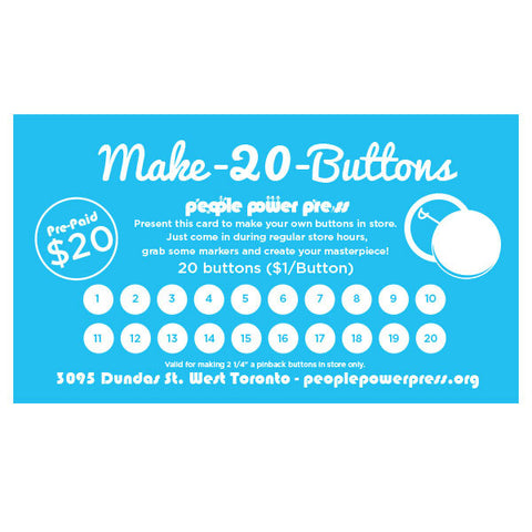 Make-A-Button 20 Button Punch Card