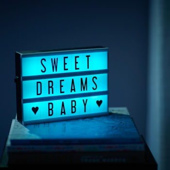 Choose a different color to suit any age, sleeping baby with My Cinema Lightbox